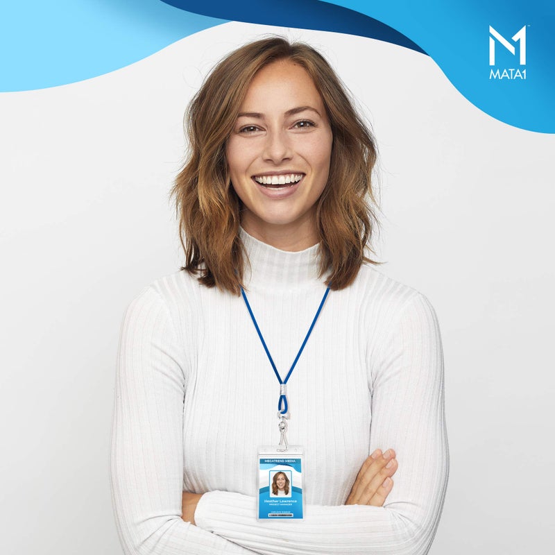 Mata1-USA Polypropylene Lanyards - 100 Pack, Blue - Economy ID Lanyards Bulk for Business Card, ID Card Holder for Employees and Students - Round 36" With Swivel Hook - Image 2